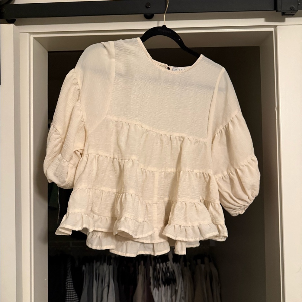 Cream Ruffled Top